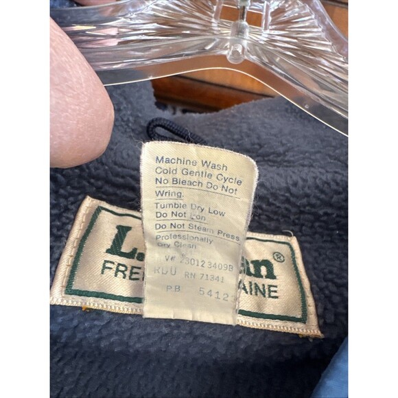 LL Bean Men L Freeport Maine Warm-Up Jacket Fleece Lined Full Zip VTG 90’s Blue - Picture 8 of 10